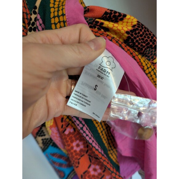 Farm Rio Dotted Patch Scarf Mini Dress S Small Wrap Tassel Tie Mixed Print $225 - Picture 11 of 13